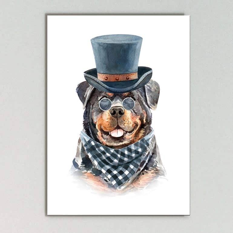 Quadro Decorativo Rottweiler - quadro decorativo em ambiente decorado