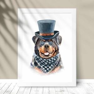 Quadro Decorativo Rottweiler - detalhe da moldura e acabamento