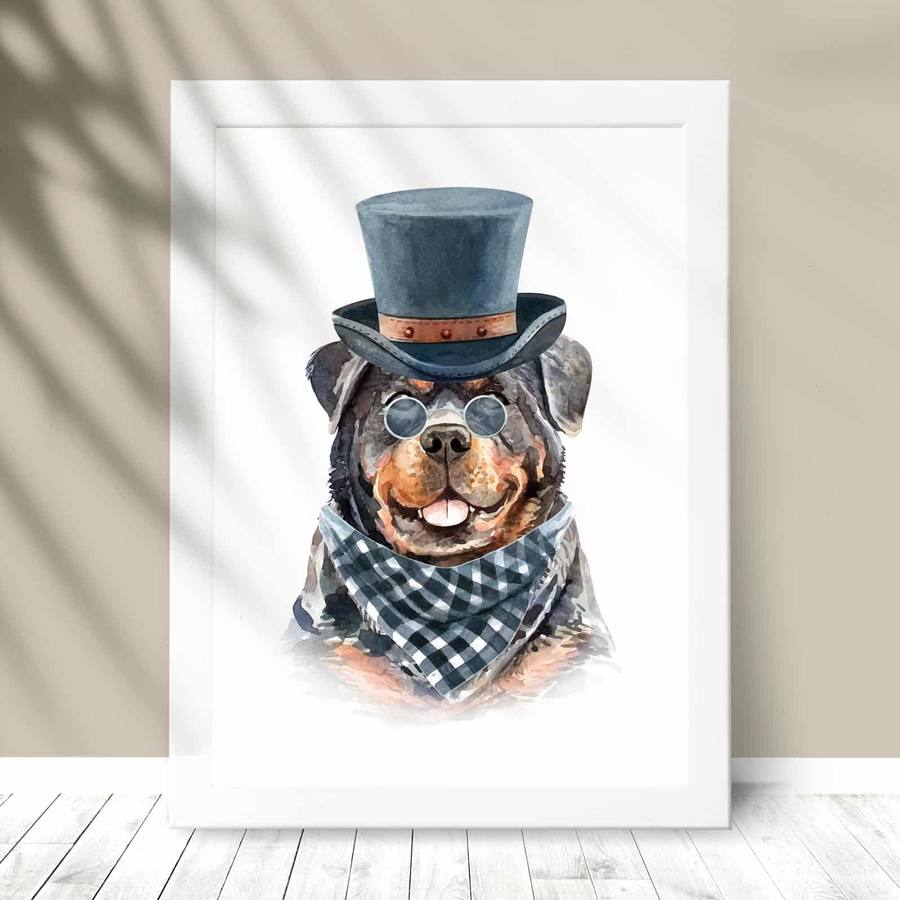Quadro Decorativo Rottweiler - detalhe da moldura e acabamento