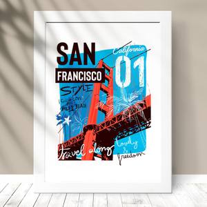 Quadro Decorativo San Francisco - detalhe da moldura e acabamento