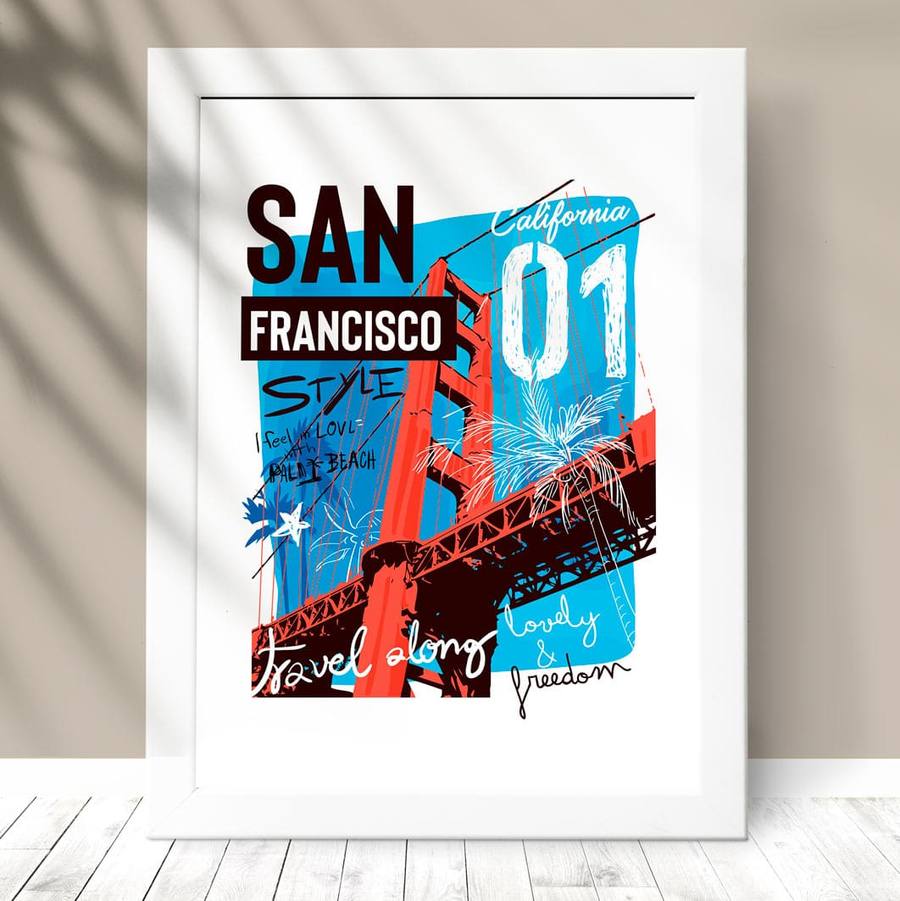 Quadro Decorativo San Francisco - detalhe da moldura e acabamento