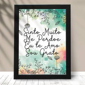 Quadro Decorativo Sou grato - detalhe da moldura e acabamento