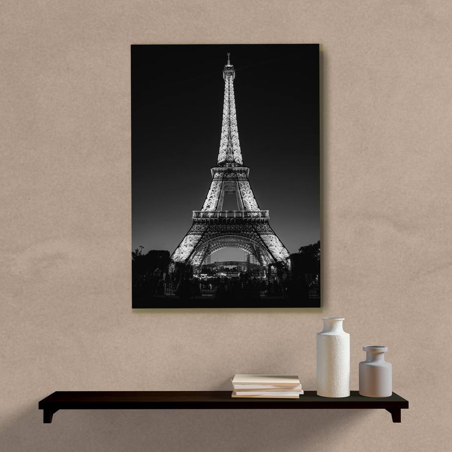 Quadro Decorativo Torre Eiffel Noite - quadro decorativo em ambiente decorado