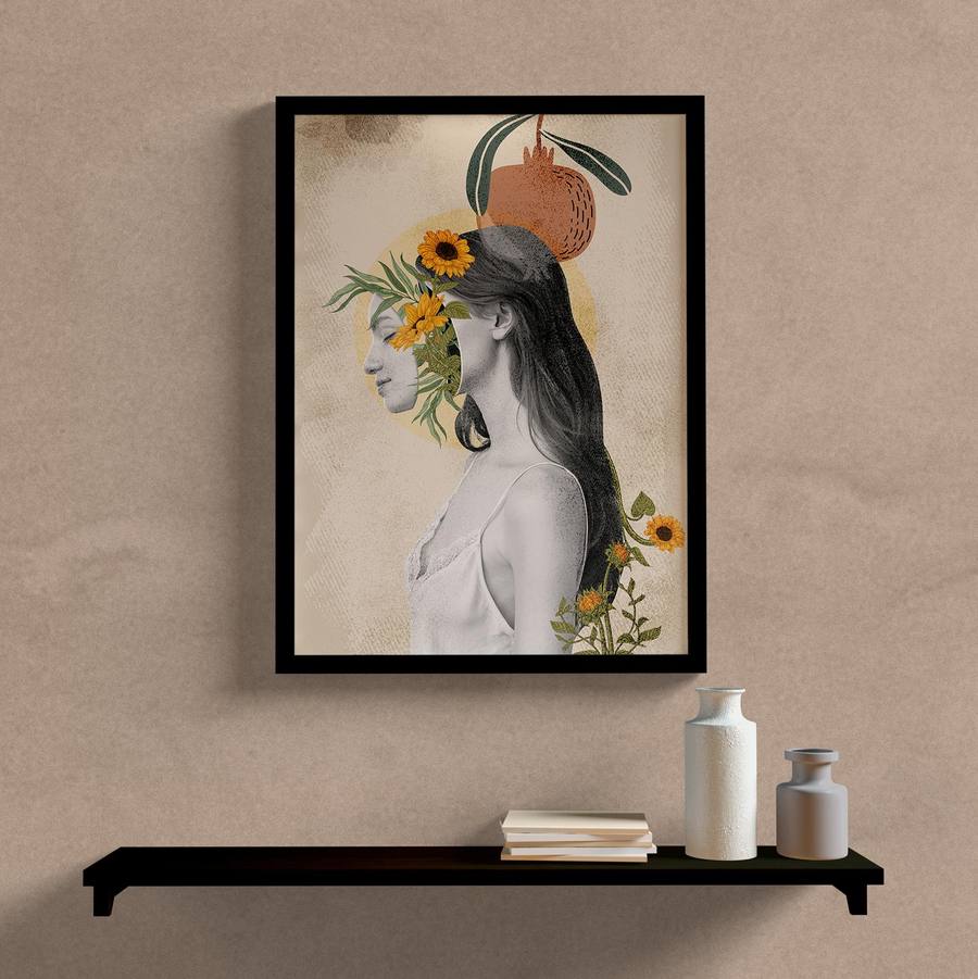 Quadro Decorativo Vintage Collage - detalhe da moldura e acabamento