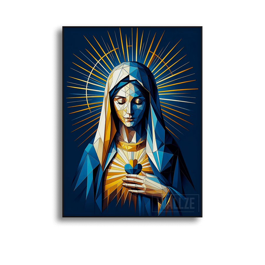 Quadro Decorativo Virgem Maria - Esplendor Celestial - quadro decorativo em ambiente decorado