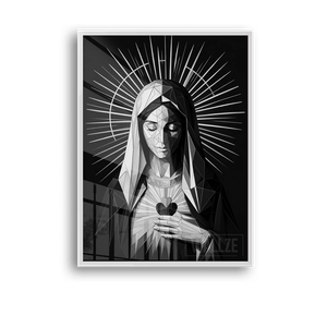 Quadro Decorativo Virgem Maria P&B - imagem 6