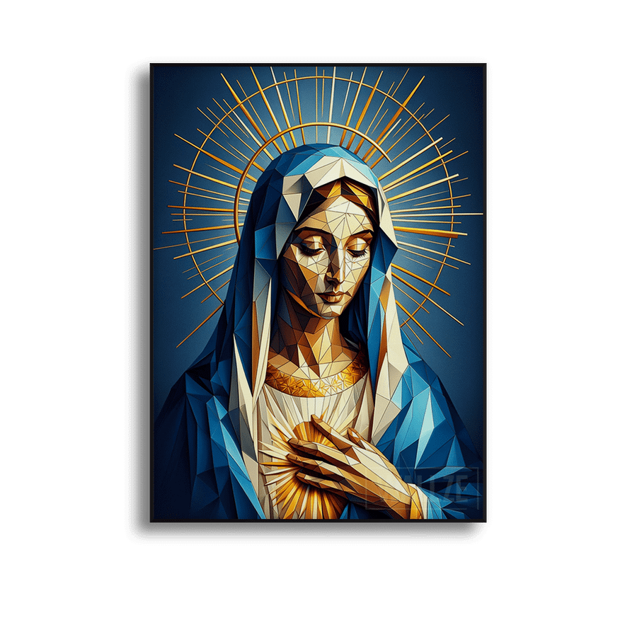 Quadro Decorativo Virgem Maria - Sacra Geometria - quadro decorativo em ambiente decorado