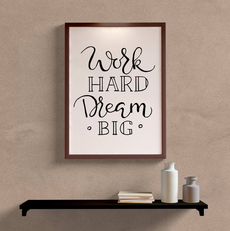 Quadro Decorativo Work Hard - vista aproximada da impressão