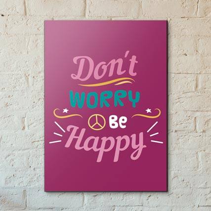 Quadro Decorativo Don´t Worry Be Happy - detalhe da moldura e acabamento