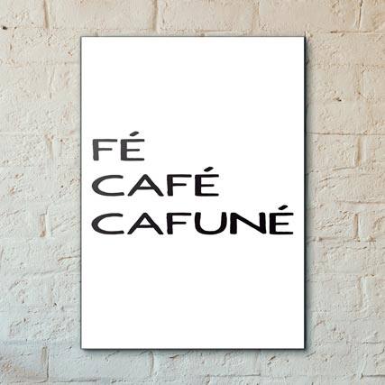 Quadro Decorativo Fé, Café, Cafuné - detalhe da moldura e acabamento