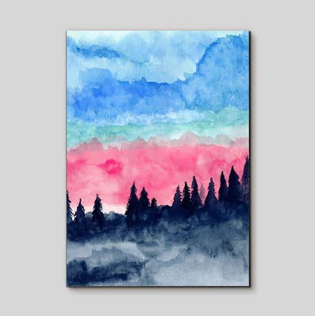 Quadro Decorativo Floresta Aquarela - detalhe da moldura e acabamento