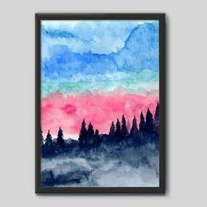 Quadro Decorativo Floresta Aquarela - quadro decorativo em ambiente decorado