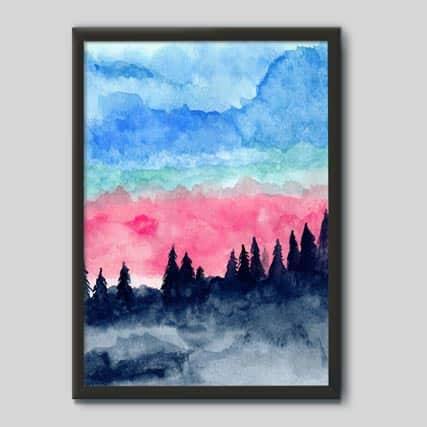 Quadro Decorativo Floresta Aquarela - quadro decorativo em ambiente decorado