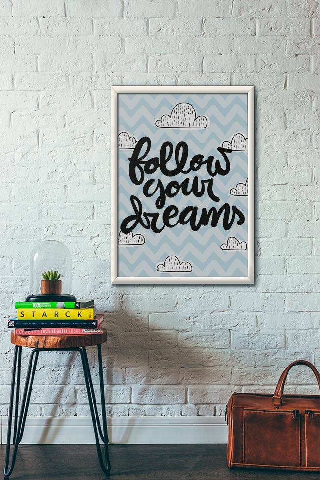 Quadro Decorativo Follow Your Dreams - vista aproximada da impressão