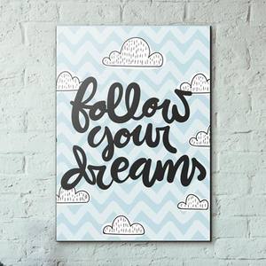 Quadro Decorativo Follow Your Dreams - detalhe da moldura e acabamento
