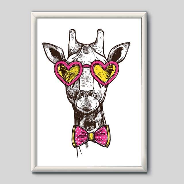 Quadro Decorativo Girafa Cool - quadro decorativo em ambiente decorado