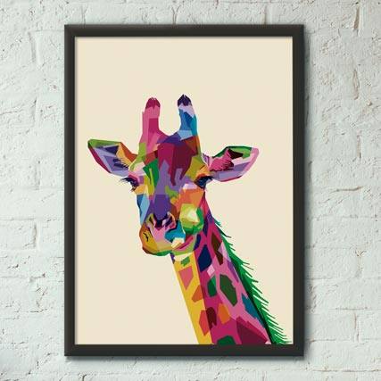 Quadro Decorativo Girafa - quadro decorativo em ambiente decorado