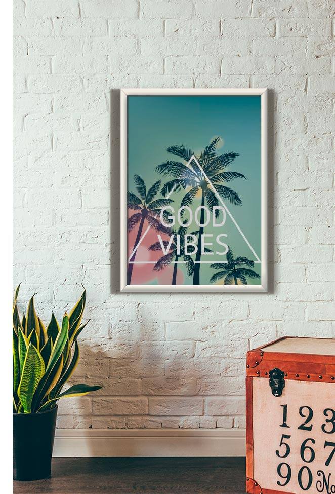 Quadro Decorativo Good Vibes - vista aproximada da impressão