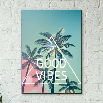 Quadro Decorativo Good Vibes - detalhe da moldura e acabamento