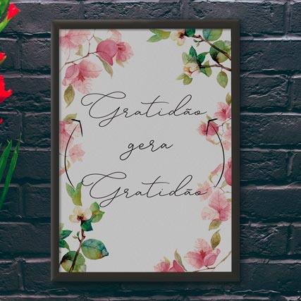 Quadro Decorativo Gratidão gera Gratidão - quadro decorativo em ambiente decorado