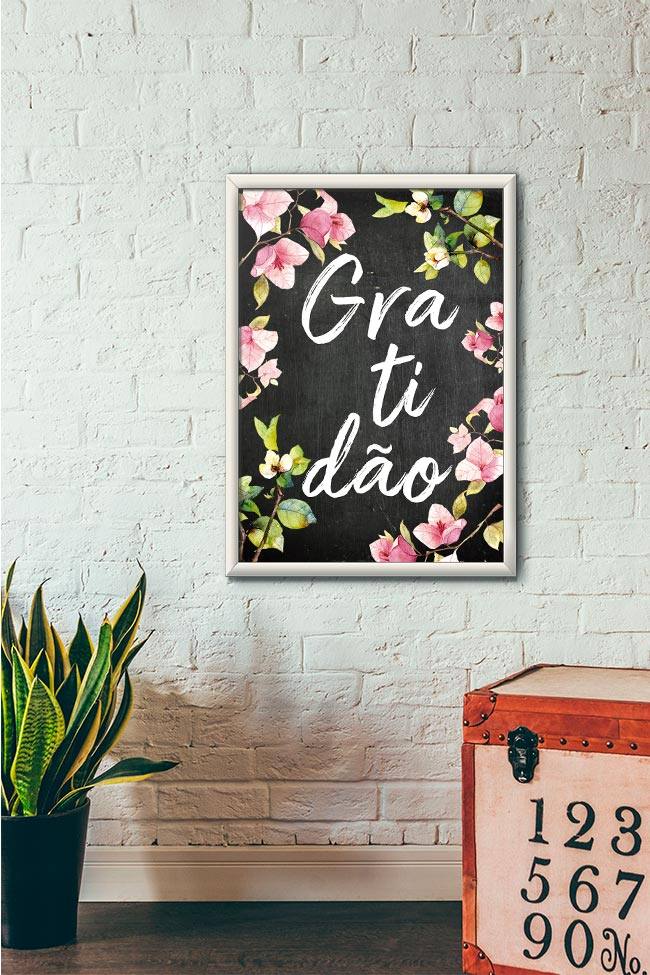 Quadro Decorativo Gratidão - vista aproximada da impressão