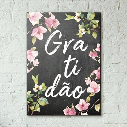 Quadro Decorativo Gratidão - detalhe da moldura e acabamento
