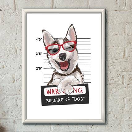 Quadro Decorativo Husky - quadro decorativo em ambiente decorado