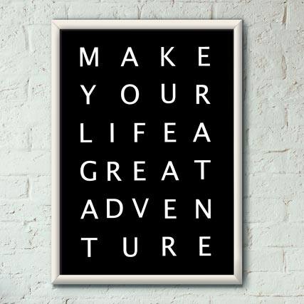 Quadro Decorativo Make your life a great adventure - quadro decorativo em ambiente decorado
