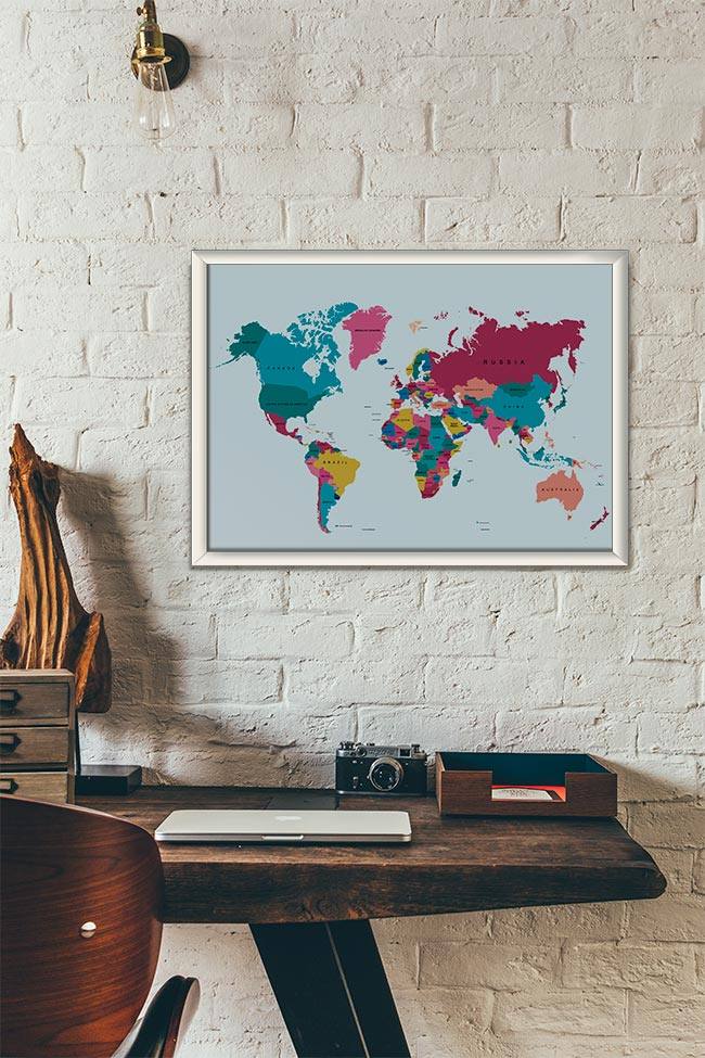 Quadro Decorativo Mapa - vista aproximada da impressão