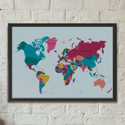 Quadro Decorativo Mapa - quadro decorativo em ambiente decorado