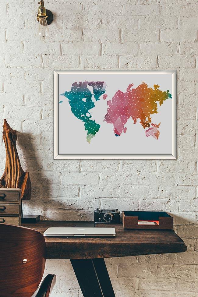 Quadro Decorativo Mapa - vista aproximada da impressão