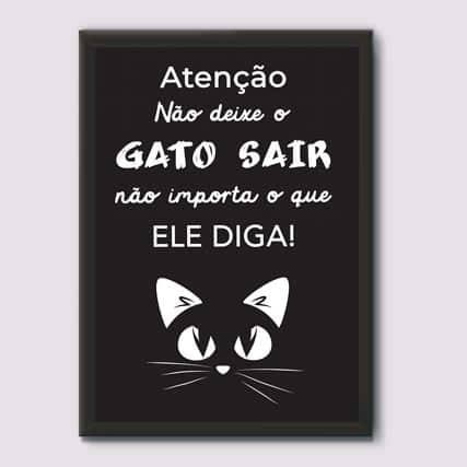 Quadro Decorativo Não deixe o gato sair - quadro decorativo em ambiente decorado
