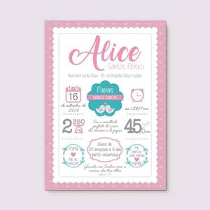 Quadro de Nascimento Personalizado Menina - detalhe da moldura e acabamento