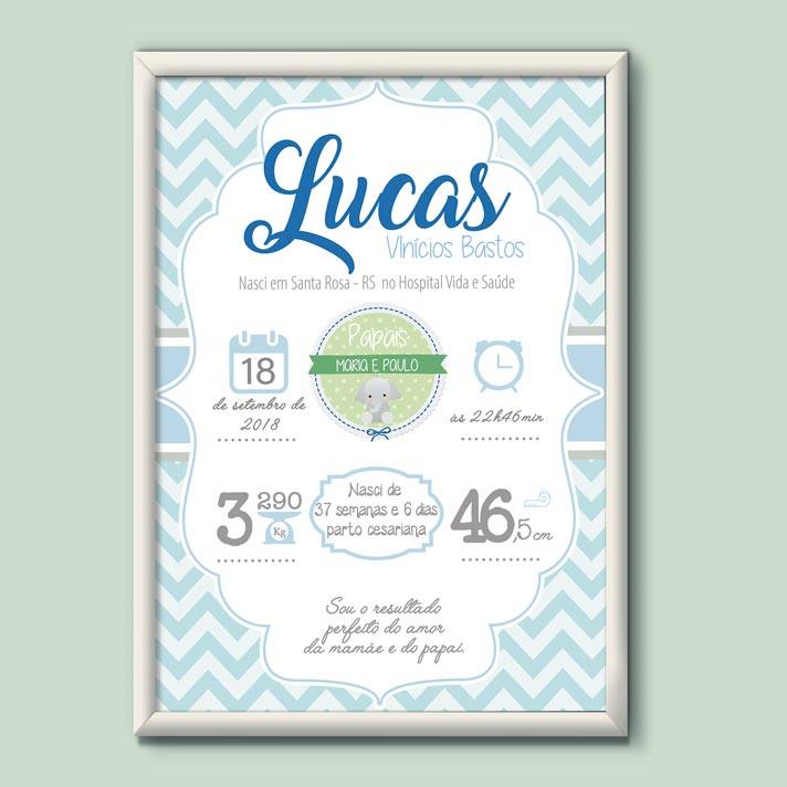 Quadro de Nascimento Personalizado Menino | Wallze