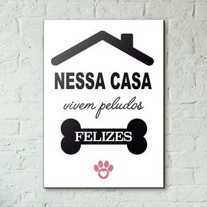Quadro Decorativo Nessa casa vivem peludos felizes - detalhe da moldura e acabamento