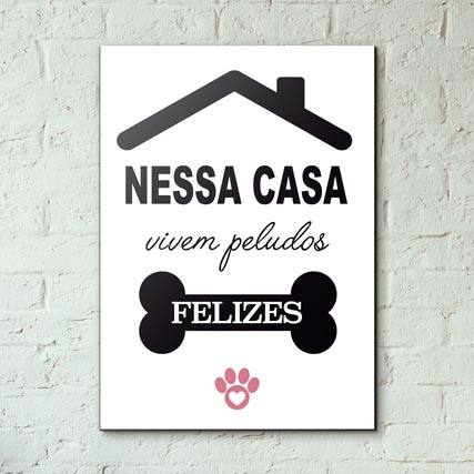 Quadro Decorativo Nessa casa vivem peludos felizes - detalhe da moldura e acabamento
