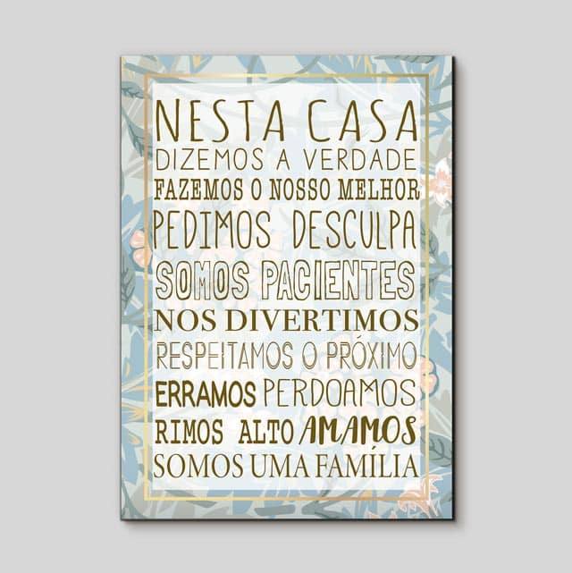 Quadro Decorativo Nesta casa somos uma família - detalhe da moldura e acabamento