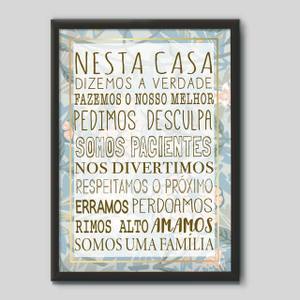 Quadro Decorativo Nesta casa somos uma família - quadro decorativo em ambiente decorado