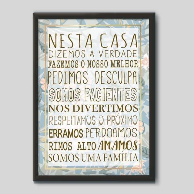 Quadro Decorativo Nesta casa somos uma família - quadro decorativo em ambiente decorado