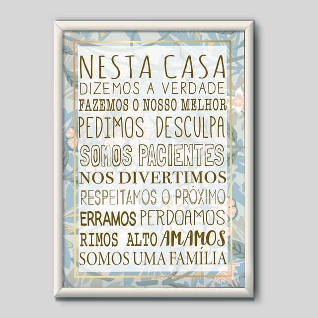 Quadro Decorativo Nesta casa somos uma família | Wallze