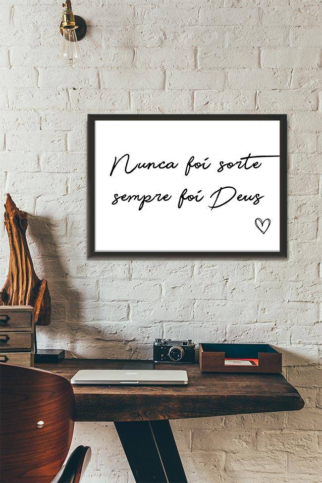 Quadro Decorativo Nunca foi Sorte - vista aproximada da impressão