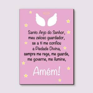 Quadro Decorativo Oração Santo Anjo Menina - detalhe da moldura e acabamento