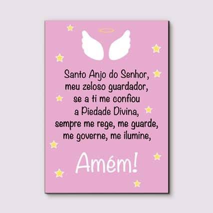 Quadro Decorativo Oração Santo Anjo Menina - detalhe da moldura e acabamento