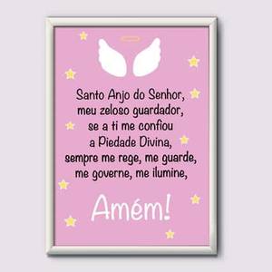 Quadro Decorativo Oração Santo Anjo Menina | Wallze