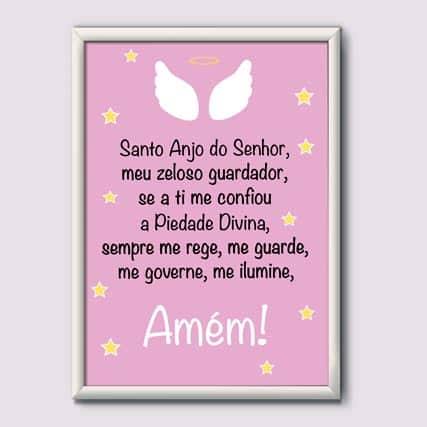 Quadro Decorativo Oração Santo Anjo Menina | Wallze