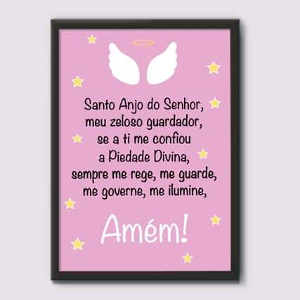 Quadro Decorativo Oração Santo Anjo Menina - quadro decorativo em ambiente decorado