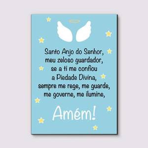 Quadro Decorativo Oração Santo Anjo Menino - detalhe da moldura e acabamento