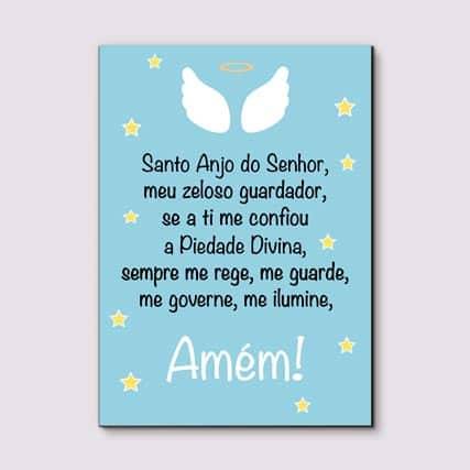 Quadro Decorativo Oração Santo Anjo Menino - detalhe da moldura e acabamento
