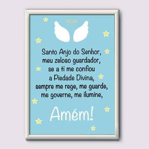 Quadro Decorativo Oração Santo Anjo Menino | Wallze