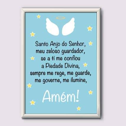 Quadro Decorativo Oração Santo Anjo Menino | Wallze